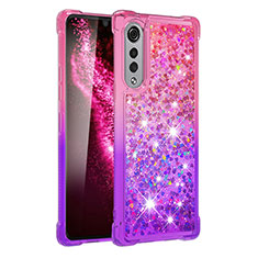 Funda Silicona Carcasa Goma Bling-Bling S02 para LG Velvet 5G Rosa Roja