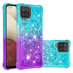 Funda Silicona Carcasa Goma Bling-Bling S02 para Samsung Galaxy A12 Nacho Azul Cielo