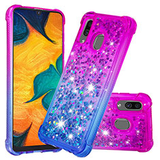 Funda Silicona Carcasa Goma Bling-Bling S02 para Samsung Galaxy A20 Morado