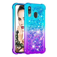 Funda Silicona Carcasa Goma Bling-Bling S02 para Samsung Galaxy A40 Azul Cielo