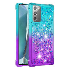 Funda Silicona Carcasa Goma Bling-Bling S02 para Samsung Galaxy Note 20 5G Azul Cielo