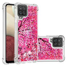 Funda Silicona Carcasa Goma Bling-Bling S03 para Samsung Galaxy A12 5G Rosa Roja