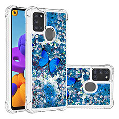 Funda Silicona Carcasa Goma Bling-Bling S03 para Samsung Galaxy A21s Azul