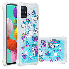 Funda Silicona Carcasa Goma Bling-Bling S03 para Samsung Galaxy M40S Azul Cielo