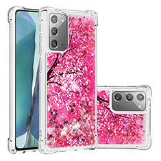 Funda Silicona Carcasa Goma Bling-Bling S03 para Samsung Galaxy Note 20 5G Rosa Roja