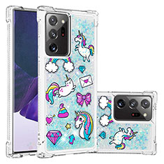 Funda Silicona Carcasa Goma Bling-Bling S03 para Samsung Galaxy Note 20 Ultra 5G Azul Cielo