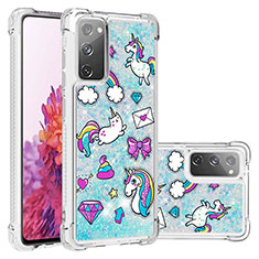 Funda Silicona Carcasa Goma Bling-Bling S03 para Samsung Galaxy S20 Lite 5G Azul Cielo