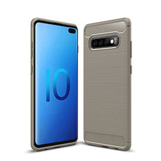 Funda Silicona Carcasa Goma Line C03 para Samsung Galaxy S10 Plus Gris