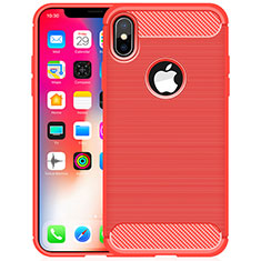 Funda Silicona Carcasa Goma Line para Apple iPhone X Rojo