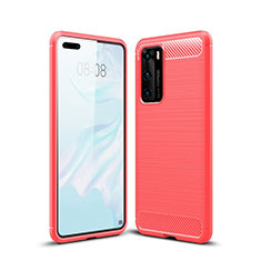 Funda Silicona Carcasa Goma Line para Huawei P40 Rojo