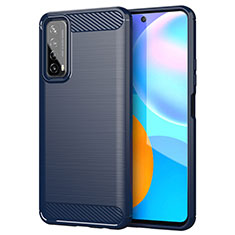 Funda Silicona Carcasa Goma Line para Huawei Y7a Azul