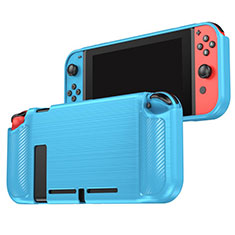 Funda Silicona Carcasa Goma Line para Nintendo Switch Azul Cielo