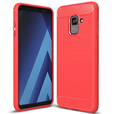 Funda Silicona Carcasa Goma Twill para Samsung Galaxy A8+ A8 Plus (2018) Duos A730F Rojo