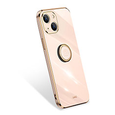 Funda Silicona Carcasa Ultrafina Goma con Anillo de dedo Soporte para Apple iPhone 14 Oro