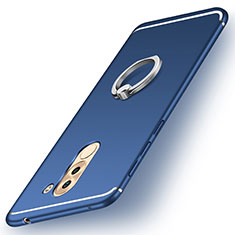 Funda Silicona Carcasa Ultrafina Goma con Anillo de dedo Soporte para Huawei Honor 6X Azul