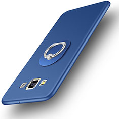 Funda Silicona Carcasa Ultrafina Goma con Anillo de dedo Soporte para Samsung Galaxy A3 SM-300F Azul