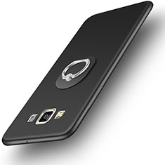 Funda Silicona Carcasa Ultrafina Goma con Anillo de dedo Soporte para Samsung Galaxy A3 SM-300F Negro