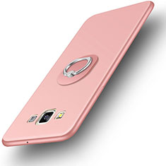 Funda Silicona Carcasa Ultrafina Goma con Anillo de dedo Soporte para Samsung Galaxy A3 SM-300F Oro Rosa