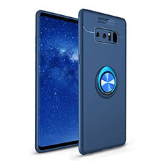 Funda Silicona Carcasa Ultrafina Goma con Anillo de dedo Soporte para Samsung Galaxy Note 8 Duos N950F Azul