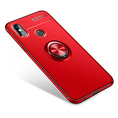 Funda Silicona Carcasa Ultrafina Goma con Anillo de dedo Soporte para Xiaomi Mi A2 Rojo