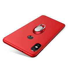 Funda Silicona Carcasa Ultrafina Goma con Anillo de dedo Soporte para Xiaomi Redmi Note 5 AI Dual Camera Rojo