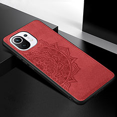 Funda Silicona Carcasa Ultrafina Goma con Magnetico A08 para Xiaomi Mi 11 5G Rojo
