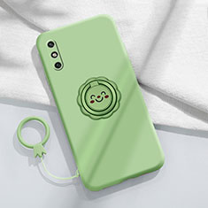 Funda Silicona Carcasa Ultrafina Goma con Magnetico Anillo de dedo Soporte A01 para Huawei Enjoy 10e Cian