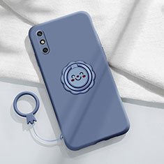 Funda Silicona Carcasa Ultrafina Goma con Magnetico Anillo de dedo Soporte A01 para Huawei Enjoy 10e Gris