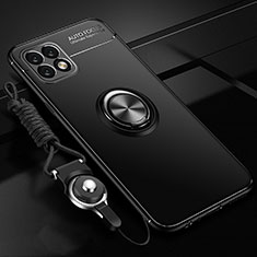 Funda Silicona Carcasa Ultrafina Goma con Magnetico Anillo de dedo Soporte A01 para Huawei Enjoy 20 5G Negro