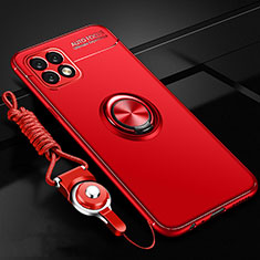 Funda Silicona Carcasa Ultrafina Goma con Magnetico Anillo de dedo Soporte A01 para Huawei Enjoy 20 5G Rojo