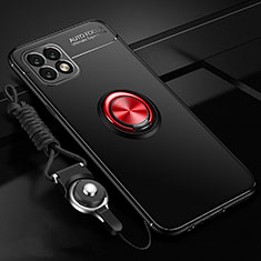 Funda Silicona Carcasa Ultrafina Goma con Magnetico Anillo de dedo Soporte A01 para Huawei Enjoy 20 5G Rojo y Negro