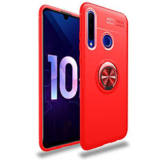 Funda Silicona Carcasa Ultrafina Goma con Magnetico Anillo de dedo Soporte A01 para Huawei Enjoy 9s Rojo