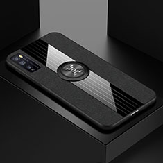 Funda Silicona Carcasa Ultrafina Goma con Magnetico Anillo de dedo Soporte A01 para Huawei Enjoy Z 5G Negro