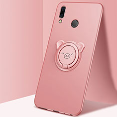 Funda Silicona Carcasa Ultrafina Goma con Magnetico Anillo de dedo Soporte A01 para Huawei Honor 10 Lite Oro Rosa