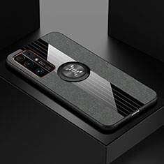 Funda Silicona Carcasa Ultrafina Goma con Magnetico Anillo de dedo Soporte A01 para Huawei Honor 30 Gris