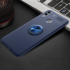 Funda Silicona Carcasa Ultrafina Goma con Magnetico Anillo de dedo Soporte A01 para Huawei Honor 8X Azul