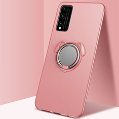 Funda Silicona Carcasa Ultrafina Goma con Magnetico Anillo de dedo Soporte A01 para Huawei Honor Play4T Pro Oro Rosa