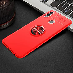 Funda Silicona Carcasa Ultrafina Goma con Magnetico Anillo de dedo Soporte A01 para Huawei Honor V10 Lite Rojo