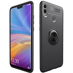 Funda Silicona Carcasa Ultrafina Goma con Magnetico Anillo de dedo Soporte A01 para Huawei Honor View 10 Lite Negro