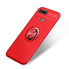Funda Silicona Carcasa Ultrafina Goma con Magnetico Anillo de dedo Soporte A01 para Huawei Honor View 20 Rojo