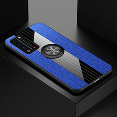 Funda Silicona Carcasa Ultrafina Goma con Magnetico Anillo de dedo Soporte A01 para Huawei Honor X10 5G Azul