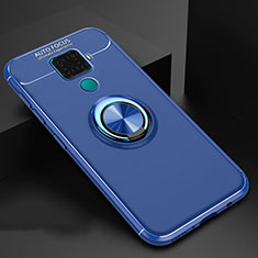 Funda Silicona Carcasa Ultrafina Goma con Magnetico Anillo de dedo Soporte A01 para Huawei Mate 30 Lite Azul