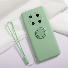 Funda Silicona Carcasa Ultrafina Goma con Magnetico Anillo de dedo Soporte A01 para Huawei Mate 40 Pro Menta Verde