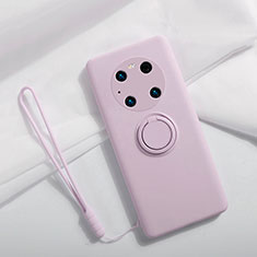 Funda Silicona Carcasa Ultrafina Goma con Magnetico Anillo de dedo Soporte A01 para Huawei Mate 40 Pro Purpura Claro