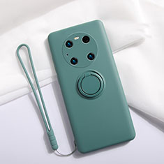 Funda Silicona Carcasa Ultrafina Goma con Magnetico Anillo de dedo Soporte A01 para Huawei Mate 40 Pro Verde Noche