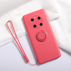 Funda Silicona Carcasa Ultrafina Goma con Magnetico Anillo de dedo Soporte A01 para Huawei Mate 40E 4G Rojo