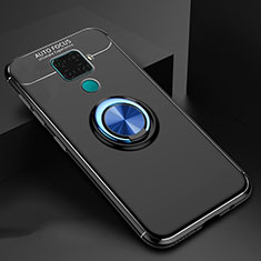 Funda Silicona Carcasa Ultrafina Goma con Magnetico Anillo de dedo Soporte A01 para Huawei Nova 5i Pro Azul y Negro