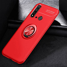 Funda Silicona Carcasa Ultrafina Goma con Magnetico Anillo de dedo Soporte A01 para Huawei Nova 5i Rojo