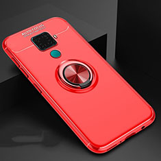 Funda Silicona Carcasa Ultrafina Goma con Magnetico Anillo de dedo Soporte A01 para Huawei Nova 5z Rojo