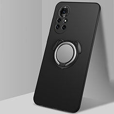 Funda Silicona Carcasa Ultrafina Goma con Magnetico Anillo de dedo Soporte A01 para Huawei Nova 8 5G Negro